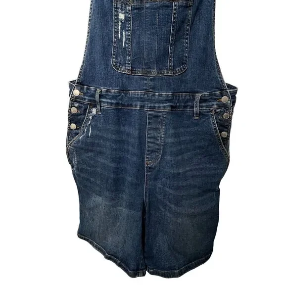 Judy Blue High Waist Double Cuff Denim Short Overalls Sz 2XL - Picture 5 of 13